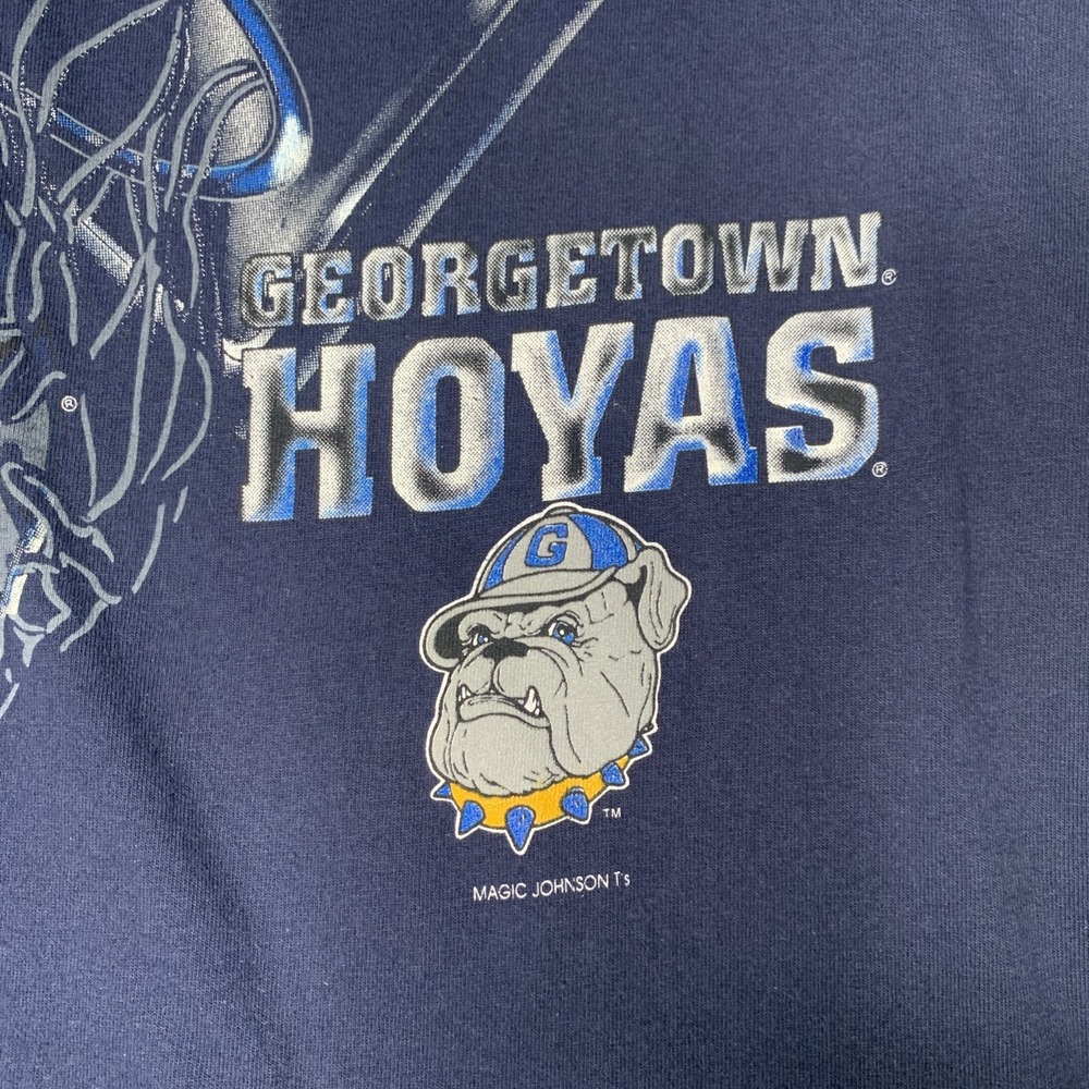 VTG 90's Georgetown Hoyas College Basketball T Shirt Sz L Made USA Single Stitch - Picture 3 of 10
